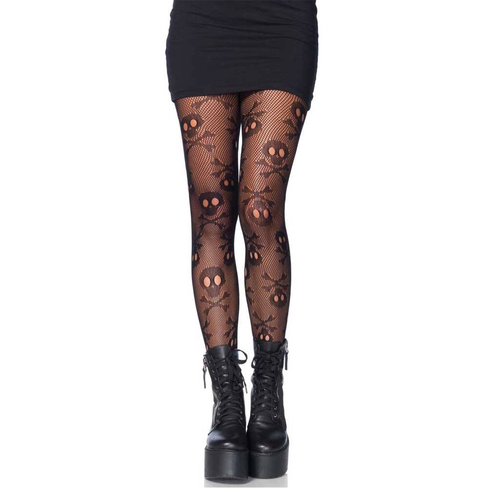 Leg Avenue - Pirate Skull Net Tights - Black Product image